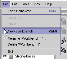 File menu with New Workbench selected