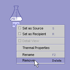 Right clicking to remove an object from the workbench