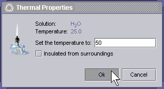 Thermal properties dialogue box